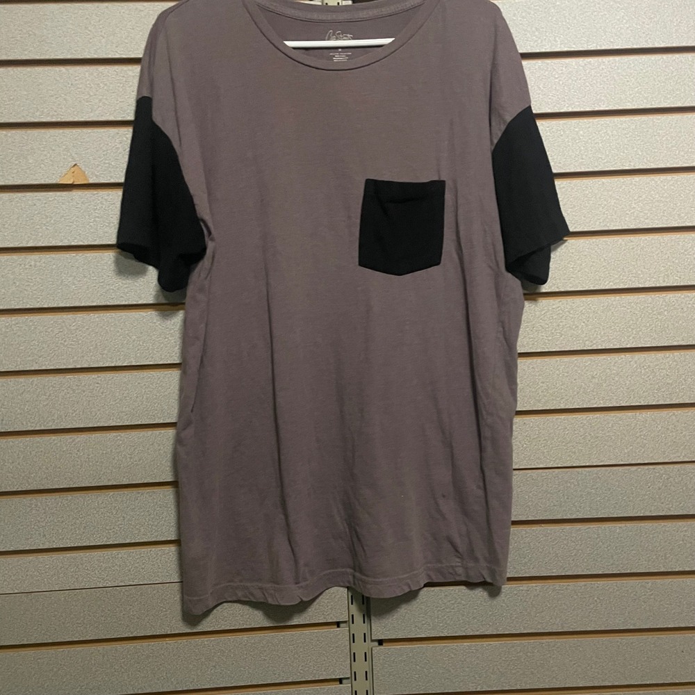 City Streets women's Colorblock Pocket T-Shirt Purple Black Crew Neck Medium M